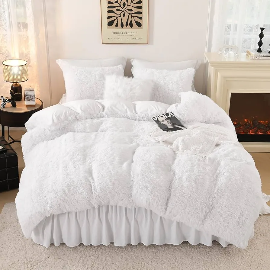 Clean white comforter on a bed